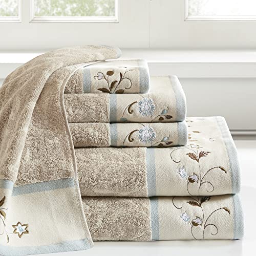 Madison Park Serene 100% Cotton Bath Towel Set Luxurious Floral