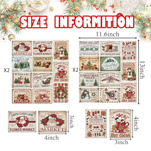 44 Pack Vintage Christmas Wine Bottle Labels Waterproof Stickers
