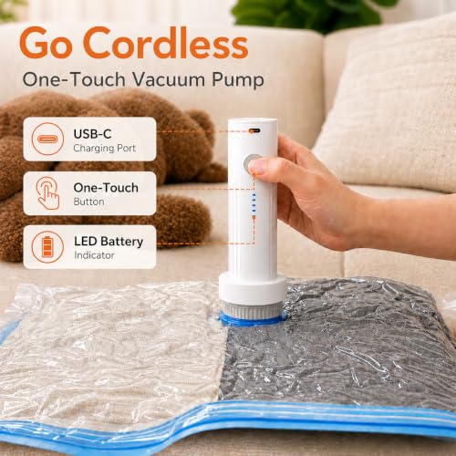 21 Pack Travel Vacuum Storage Bags with Rechargeable Pump - Clear Combo