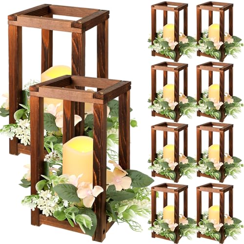 Hushee Brown 30 Pcs Wooden Wedding Lantern Centerpiece Wreath Set