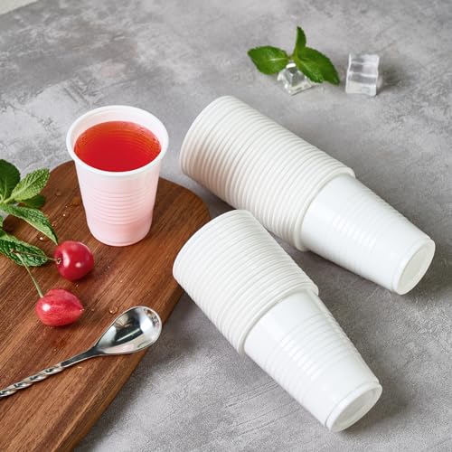 Disposable Plastic Cups 7 oz White Pack of 2000 - Durable & Suitable for Cold Drinks