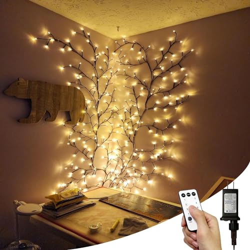 Brown 2-Pack Enchanted Willow Vine String Lights with Remote - Indoor Xmas Decor