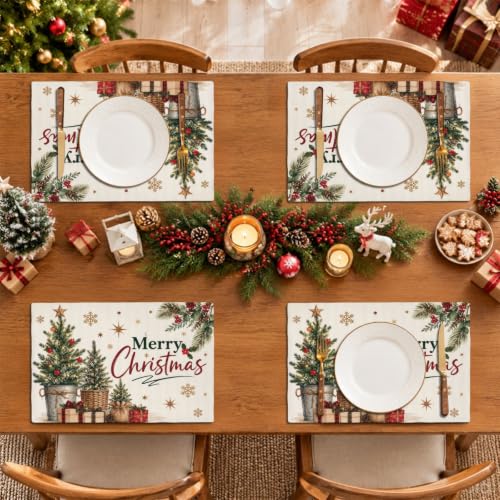 Merry Christmas Placemats 12x18 Inch Set of 4 | DTDO (Variation: Merry Christmas)