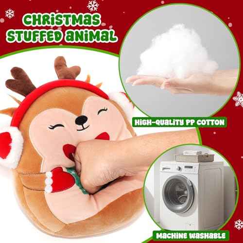 Christmas Stuffed Animals Plush Toys - 10 Inch Soft and Hugging Deer Stuffed Animal Plushes for Kids, Girls & Boys - Ideal 2025 Christmas Collectible Toys Gifts Holiday Home Decorations