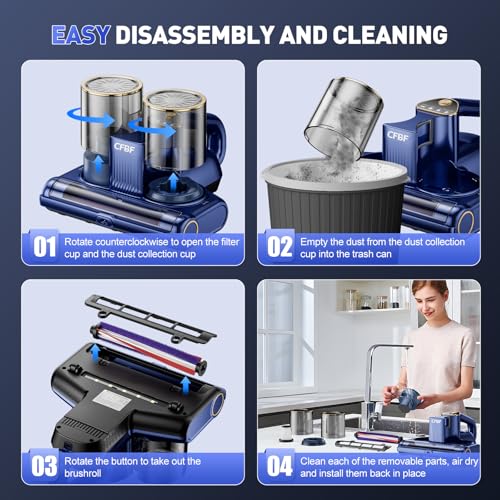 Blue & Gold Mattress Vacuum Cleaner with 16Kpa Suction UV-C Light Ultra-Deep Cleaning