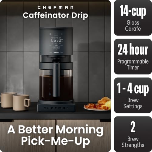 Chefman Caffeinator Programmable 14-Cup Drip Coffee Maker Midnight Variation