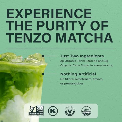 Tenzo Matcha Green Tea Powder Organic Sweetened 35.27 oz - Ceremonial Grade Latte Mix