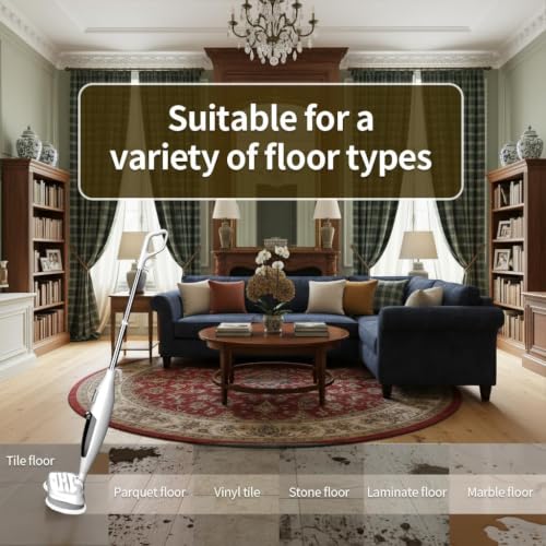 PUREBEAR White 300°F Steam & Scrub Mop with 13 Accessories – Lightweight Floor Cleaner
