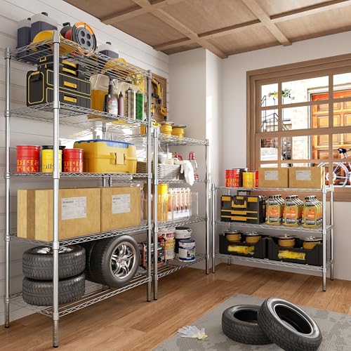 Heavy Duty Wire Shelving Unit - Adjustable Chrome Storage Rack 3-Tier