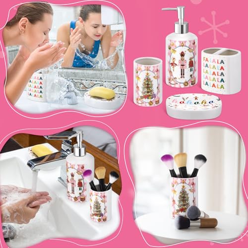 Teenyyou Fresh Color Nutcracker Bathroom Set - 4-Piece Ceramic Xmas Decor