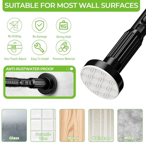 Heavy Duty Tension Curtain Rod No Drilling Black 41-118 Inch Adjustable
