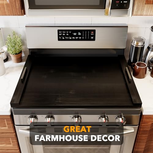 SpaceAid 29.5W x 22D x 2.1H Black Bamboo Stove Cover with Handles – Kitchen Decor & Organizer