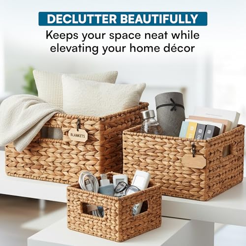Honey-Can-Do Woven Water Hyacinth Wicker Storage Baskets, Nesting Set
