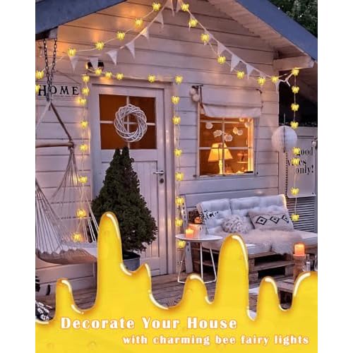 ITICdecor Bee Lights Cute Bee Fairy Lights with Timer 10FT 30 LEDs Christmas Gifts Honey Bee Decorative String Lights for Bedroom Birthday Party Wedding Xmas Plants Patios Decor