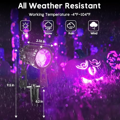3W UV Black Light Spotlights 6-Pack for Halloween Parties & Outdoor Use