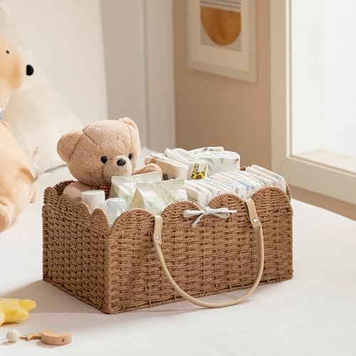 Caramel Baby Diaper Caddy with Removable Divider - Large Nursery Organizer
