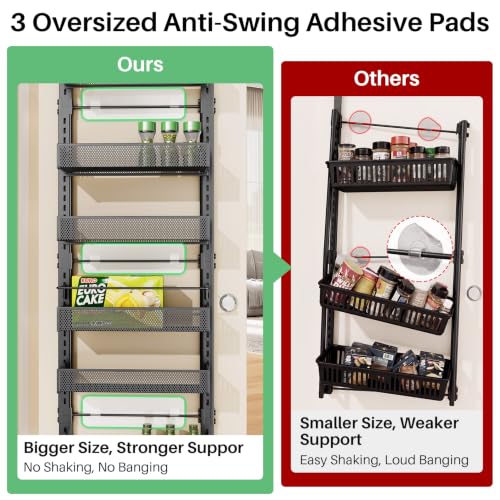 Over the Door Pantry Organizer 8 Tiers Black - Adjustable & Mesh Baskets
