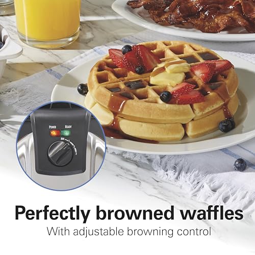 Hamilton Beach Flip Belgian Waffle Maker with Removable Ceramic Grids, Black, Single Flip Design