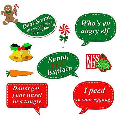 Christmas Photo Booth Props Kit(47Pcs), Konsait DIY Christmas Photo Booth with Stick Funny Xmas Selfie Props Accessories for Adults Kids for Christmas Theme Party Favors Decorations Decor Supplies