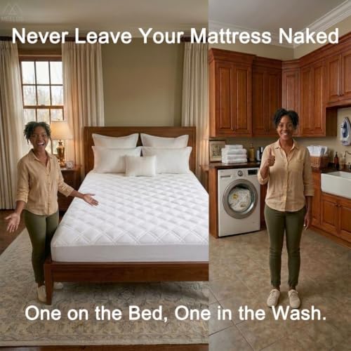 Queen Waterproof Mattress Protector - All-Fit Deep Pocket Cover 60x80x18 White