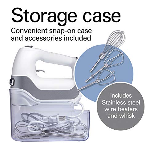 Hamilton Beach Professional 5-Speed Electric Hand Mixer White with Storage Case