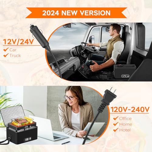 Portable Mini Oven for Car & Home - 12V/24V/110V-240V Food Warmer with Digital Temp Control - Black
