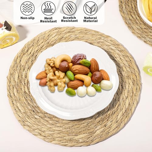40 Pieces Round Woven Placemats - 12 Inch Boho Rattan Farmhouse Table Mats