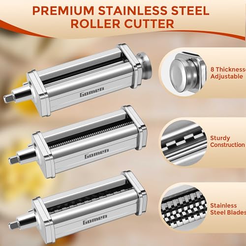 Plus 3-Piece Pasta Maker Attachment Set for KitchenAid Stand Mixers - Stainless Steel