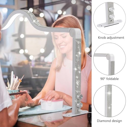 Pink Nail Lamp with Dual Phone Holder - 34" Large Desk Light for Manicure & Crafting