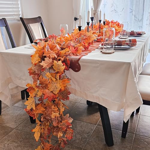 9 Pack Fall Leaf Garland - 53.1Ft Autumn Maple Leaves Halloween Thanksgiving Decor