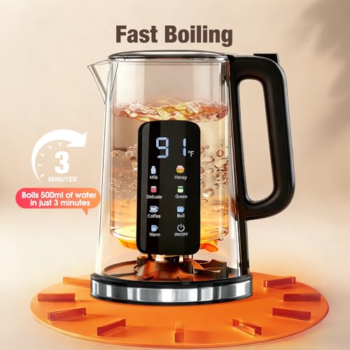 KEINVE 1.7L Electric Kettle with Touch Screen & No Plastic Interior