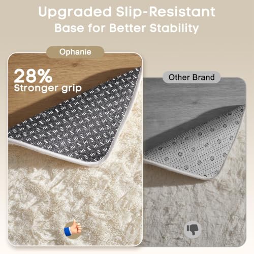 Ophanie Ivory 5x8 Shag Area Rug Non-Slip Fluffy Plush Carpet for Living Room & Bedroom