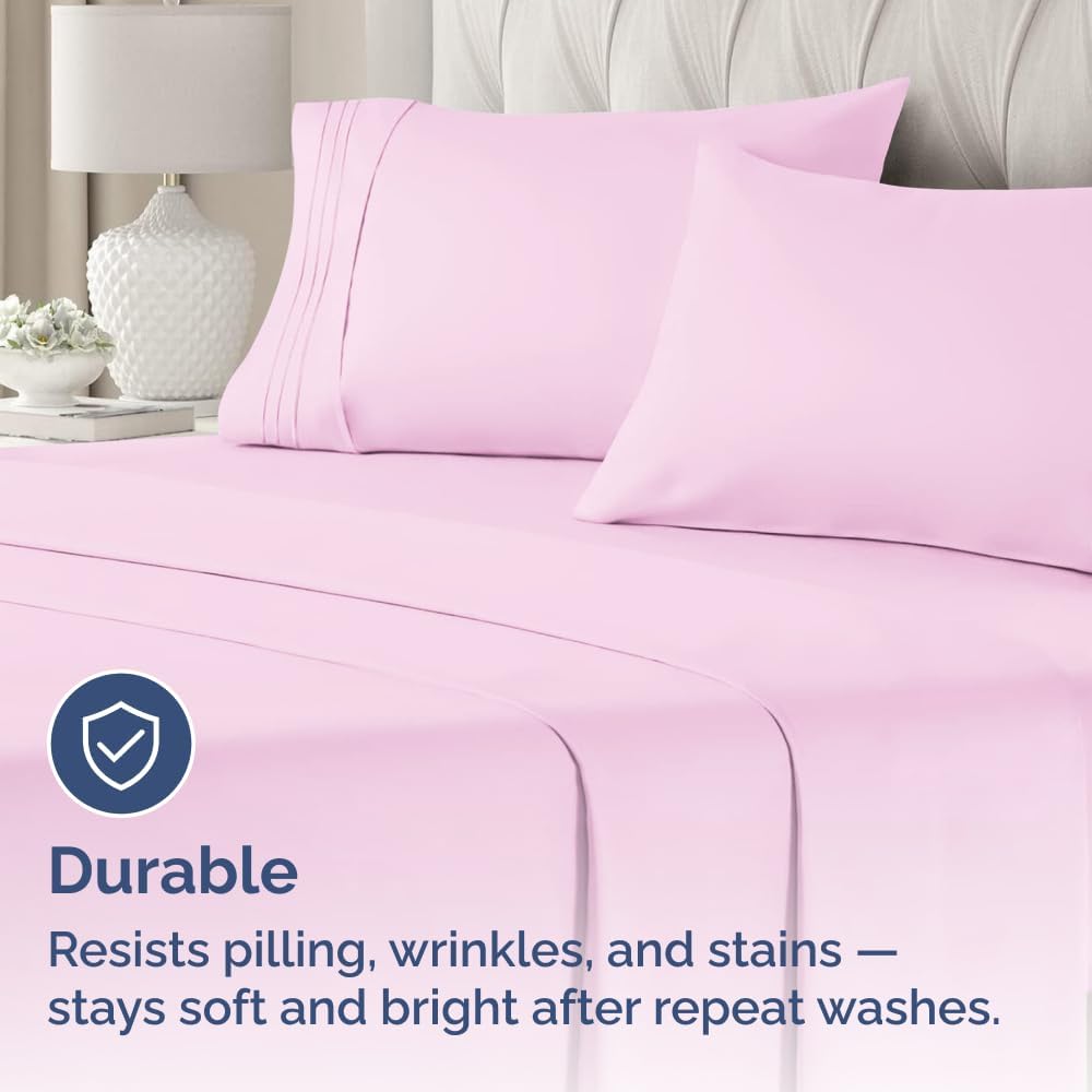 King Standard Pillow Cases - Ultra-Soft Hotel Quality Covers | Fade-Free & Wrinkle Resistant - Light Pink - Set of 2