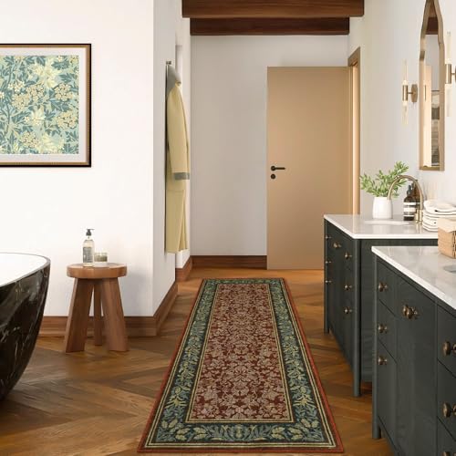 GarveeHome Red 2x6 ft Washable Non-Slip Kitchen Runner Rug - Durable, Pet & Kid Friendly