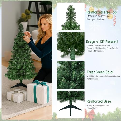 OULONGER 3ft Premium Artificial Mini Christmas Tree, Tabletop Green with Foldable Base, 160 Tips