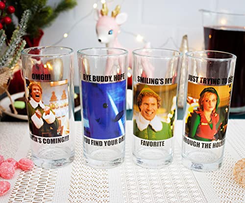 Elf 10oz Tumbler Glass Set (4) – Officially Licensed Holiday Beverage Cups