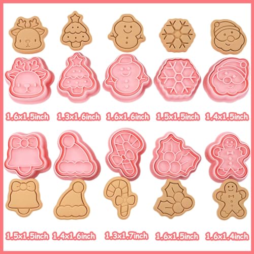 Lutoku 10 Piece Mini Christmas Cookie Cutters with 3D Stamps