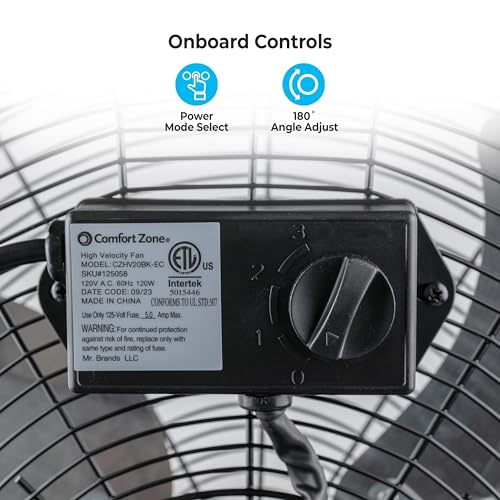 Industrial 20-Inch High-Velocity Floor Fan - Heavy Duty 3-Speed Tilt & Quiet Operation