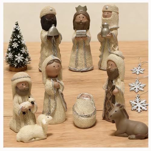 DurableDelights 4.2-inch Nativity Knit Set Indoor Religious Figurines - Holy Family Scene