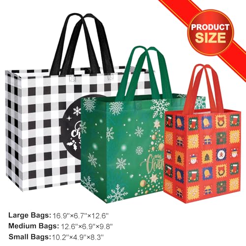 Js2U ZW Christmas Gift Bags 22 Pack Reusable Tote Bags Holiday Party Supplies