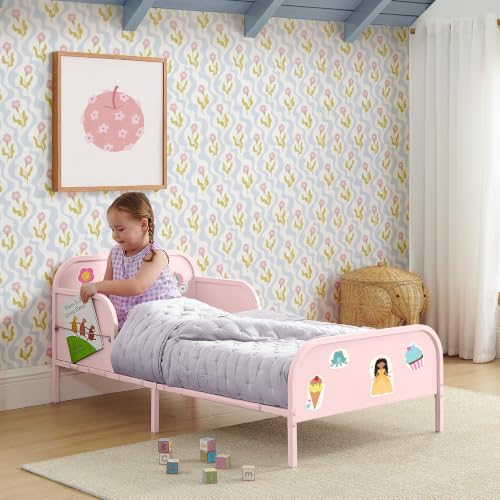 Delta Children Pink Magic Magnet Toddler Bed with Book Storage, Safety & Custom Magnets