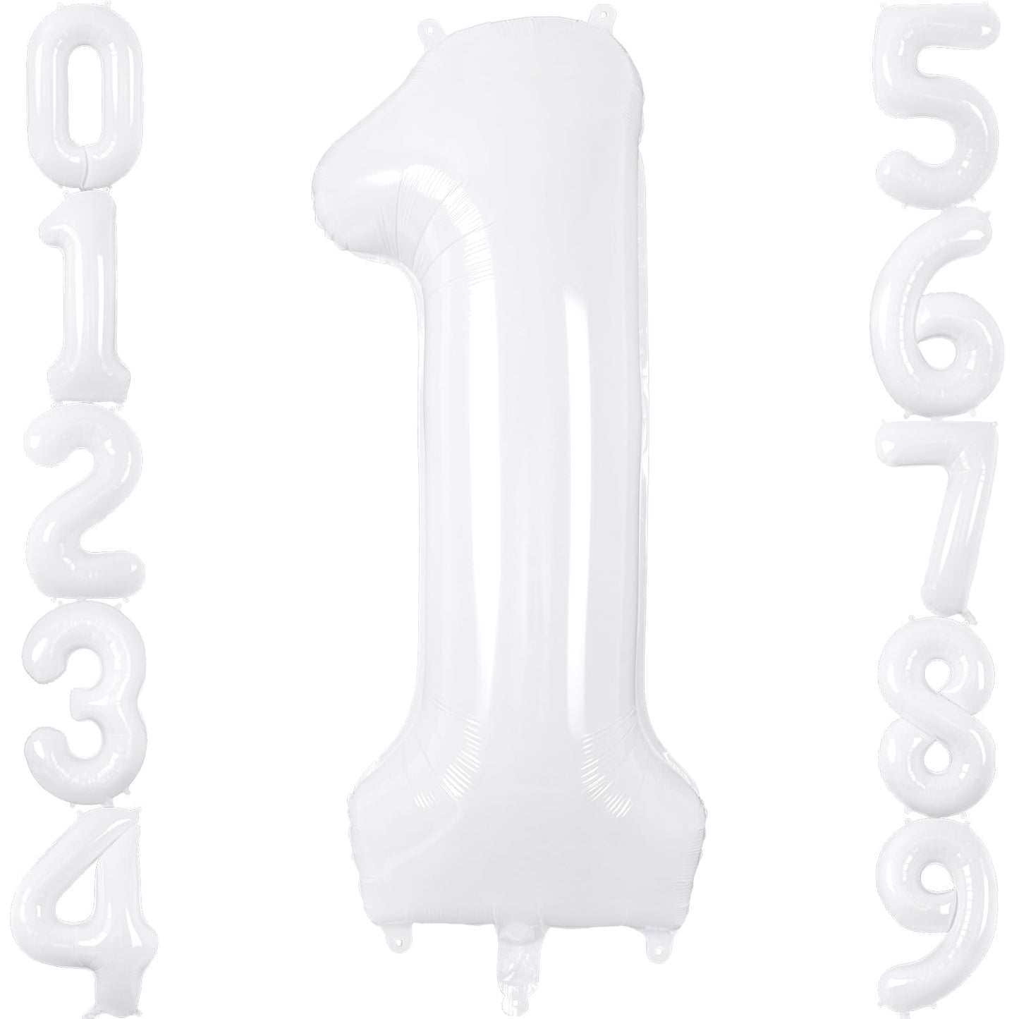 White Number 1 Balloon 40 Inch, Big Large Foil Helium Number Balloons, Giant Mylar Number 1 Balloons for 1st first Birthday Party Decorations Supplies Anniversary