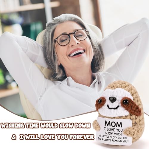 MBL Gifts for Mom Mothers Day - Mom I Love You Sloth Much, Funny Cute Small Crochet Sloth Birthday Christmas Stocking Stuffers Xmas for Mama Bonus Step Mother from Daughter Son