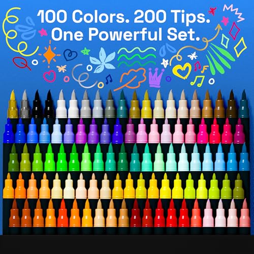 ARTISTRO 100 Acrylic Dual-Tip Glass Marker Pens for Wine Glasses – Premium Art Set