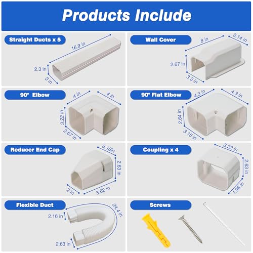3" x 10Ft Mini Split Line Set Cover Kit with Flexible Duct for AC Protection