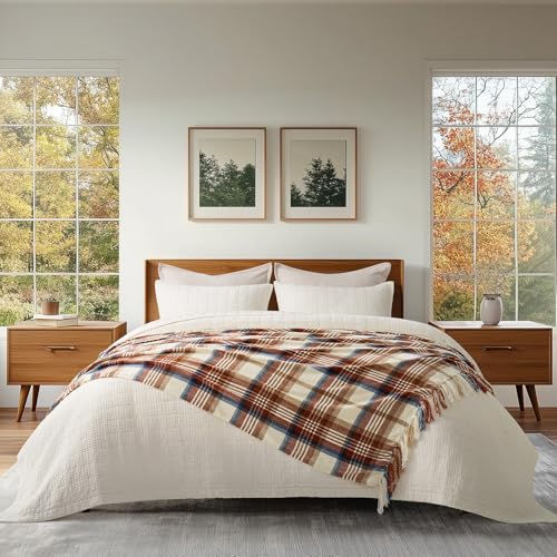 EverGrace Plaid Chenille Fall Throw Blanket, 50"x60", Harvest