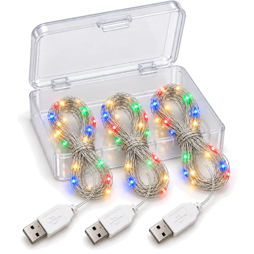 CANDPOT 3 Pack USB Fairy Lights Multicolor 16.5ft, 50 LEDs USB Powered String Lights