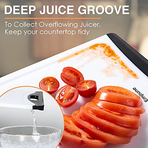 Empune Black BPA-Free Plastic Cutting Board Set with Juice Grooves, Handles, Extra Large, Dishwasher Safe, 4-Piece Kitchen Chopping Boards