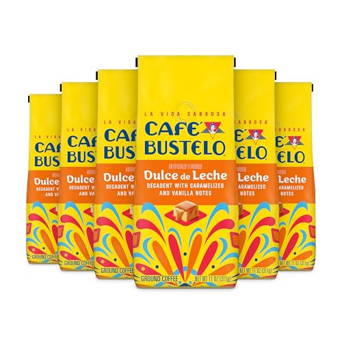 Caramel Dulce de Leche Flavored Ground Coffee - 6 Bags of 11oz, Bold Latin Roast