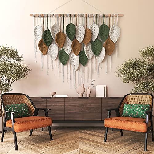 Large Boho Macrame Wall Hanging Tapestry 39x29.5 inches with Wooden Rods